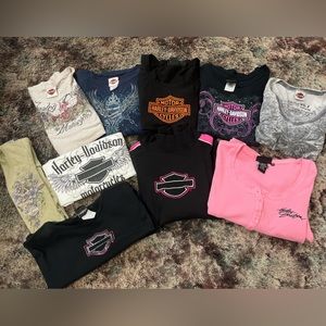 Women’s Harley long sleeves, and short sleeves.